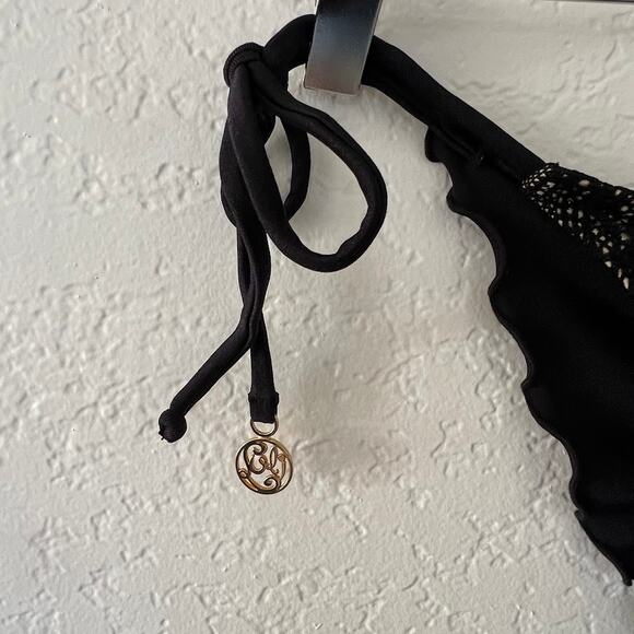 NEW! Luli Fama Lace Wavey Brazilian Thong String Bikini Botton XS Ruched - Picture 4 of 10